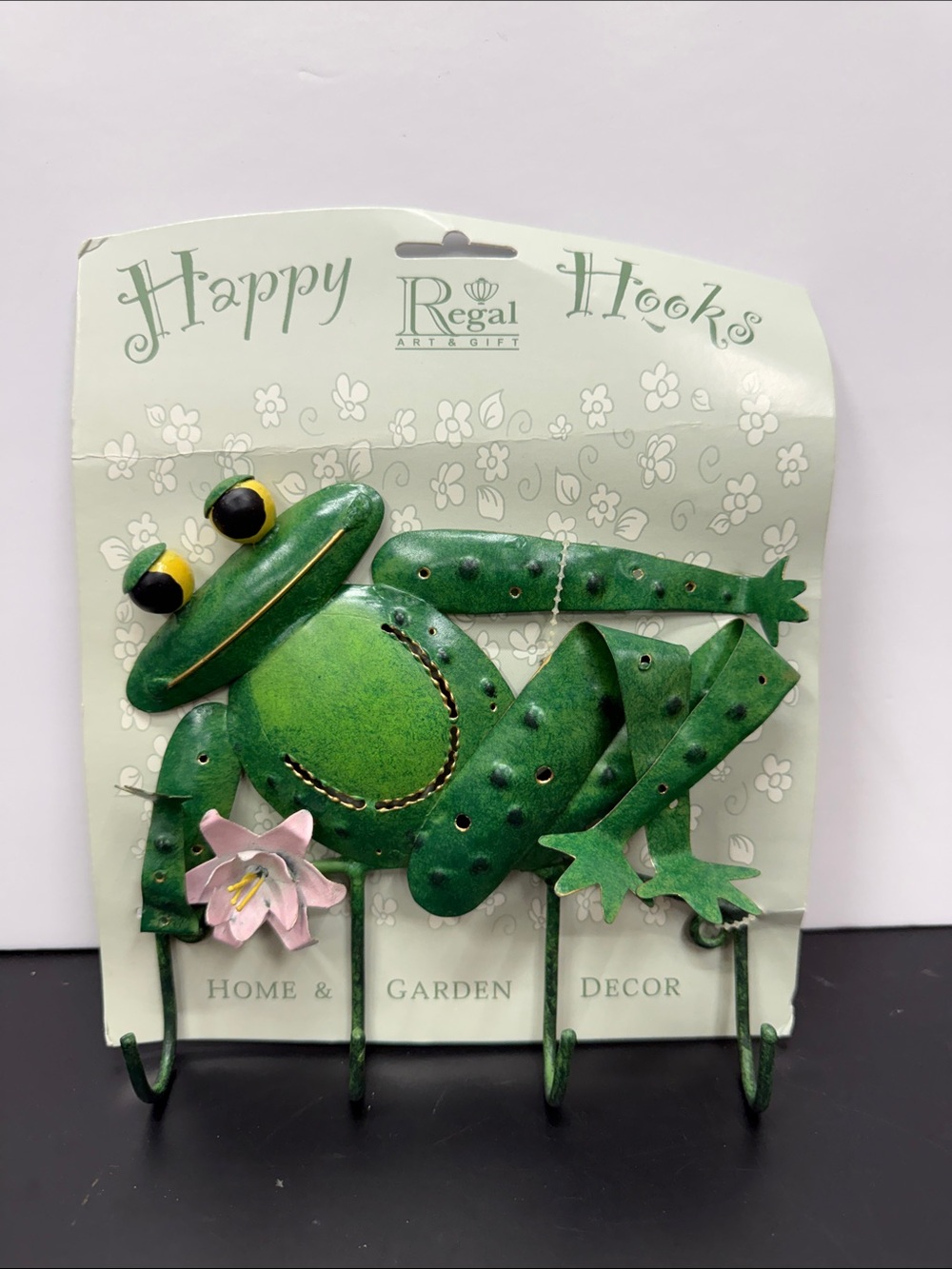Vintage 2003 Regal Happy Hooks Green Frog Wall Hook - Home & Garden Decor